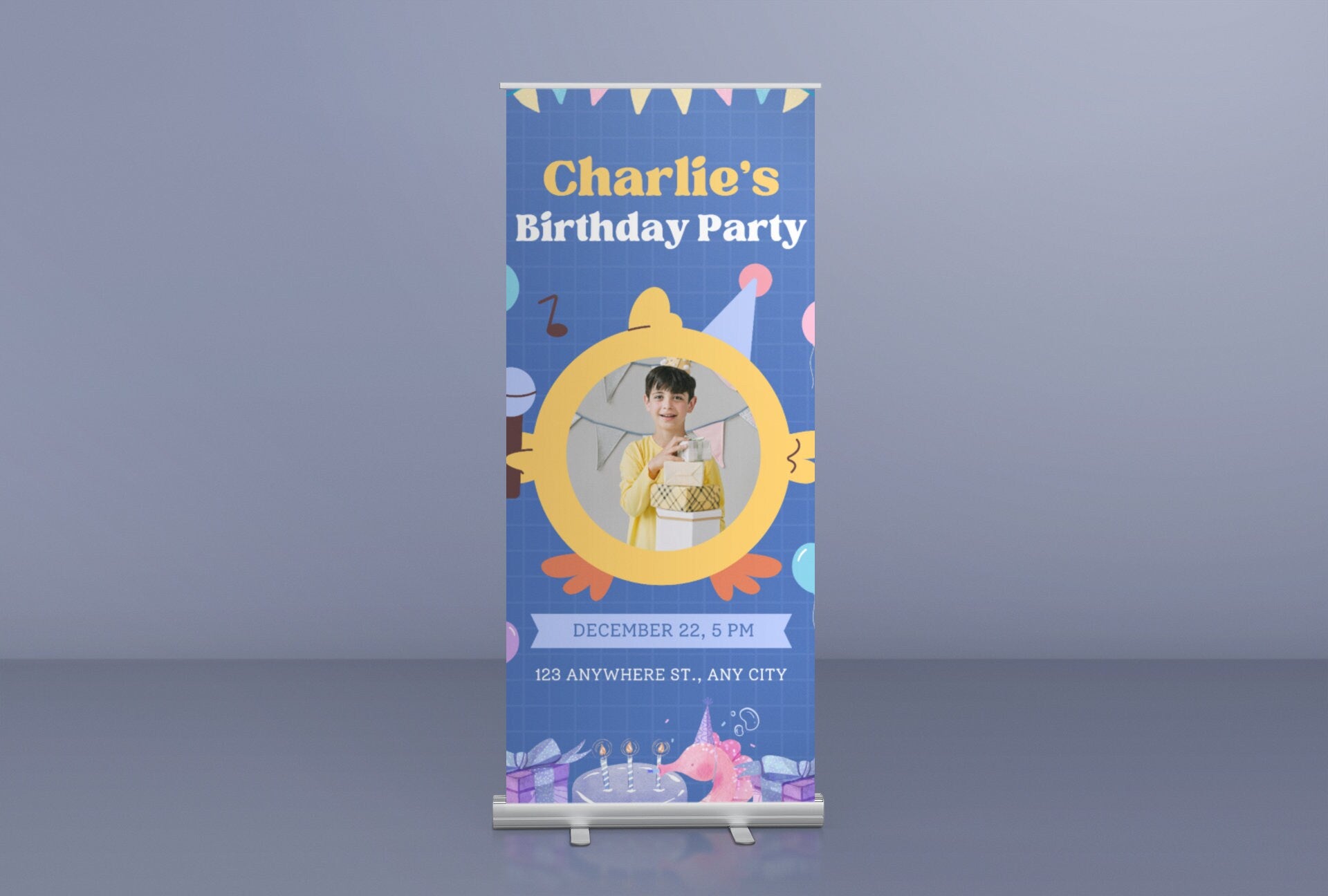 Personalized Retractable Birthday Banner for Boys - High-Quality Vinyl with Heavy Duty Stand