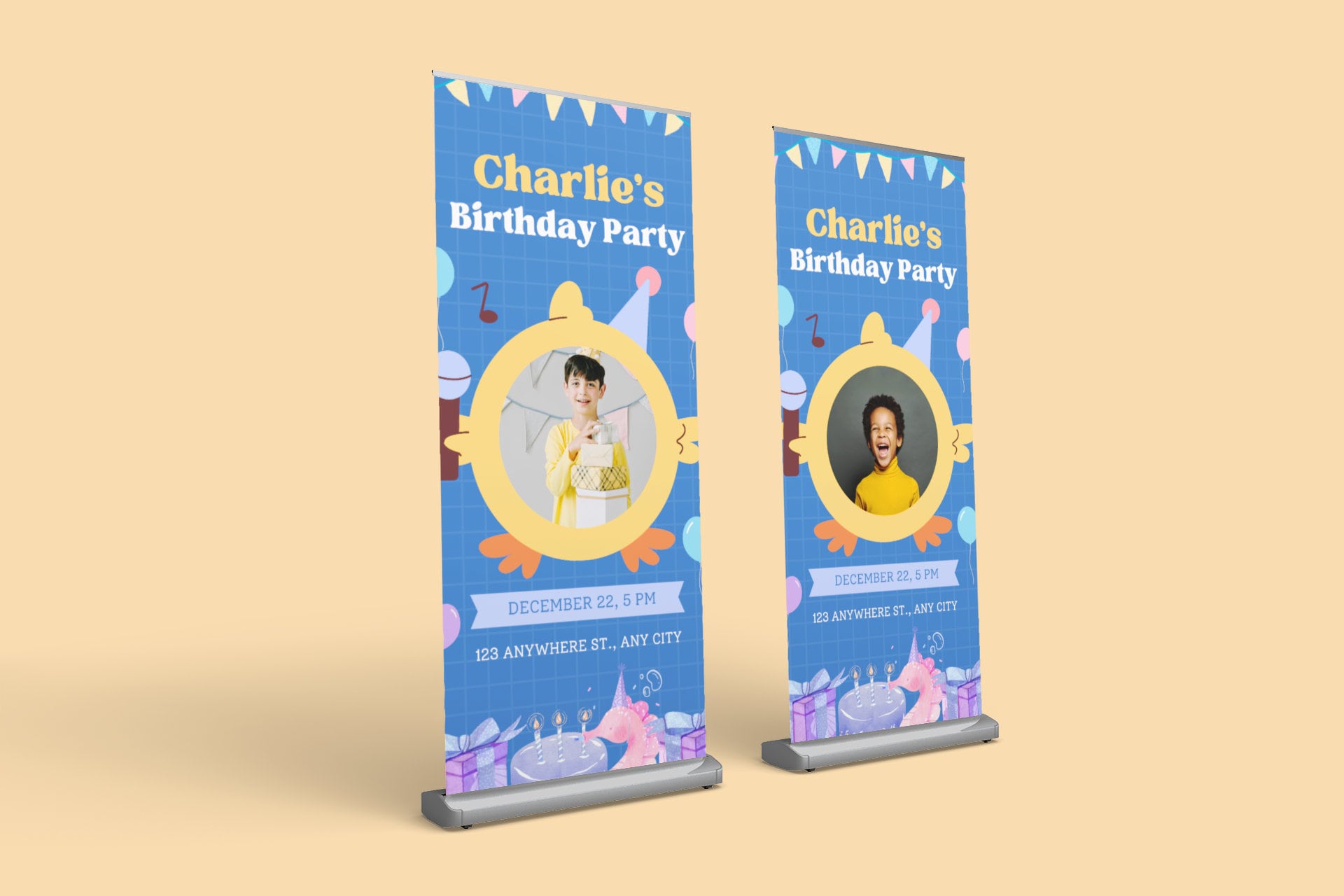 Personalized Retractable Birthday Banner for Boys - High-Quality Vinyl with Heavy Duty Stand