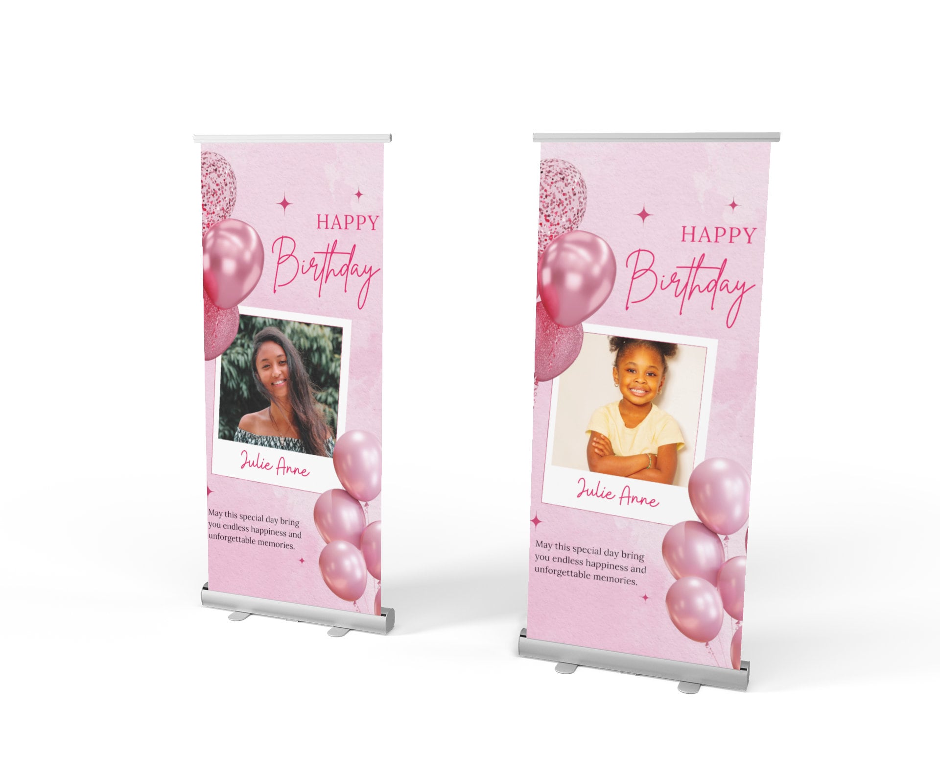 Personalized Retractable Birthday Banner for Girls - High-Quality Vinyl with Heavy Duty Stand