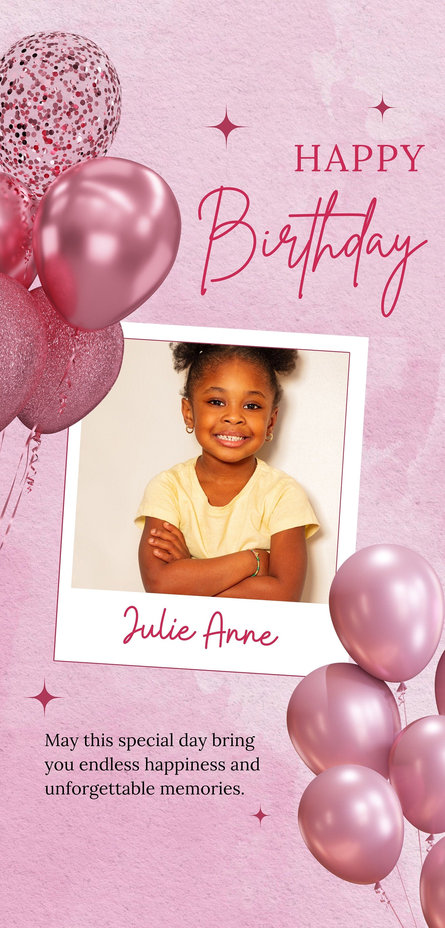 Personalized Retractable Birthday Banner for Girls - High-Quality Vinyl with Heavy Duty Stand